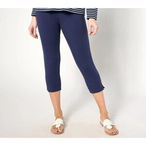 Women With Control Capri Pant Size 1X Petite 86/14 Pull On Navy Blue Pedal NEW